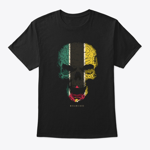 Skull Mozambique Flag Skeleton Black T-Shirt Front