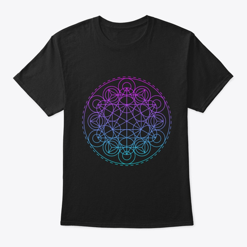 Sacred Geometry Tri Hex Circles Black T-Shirt Front