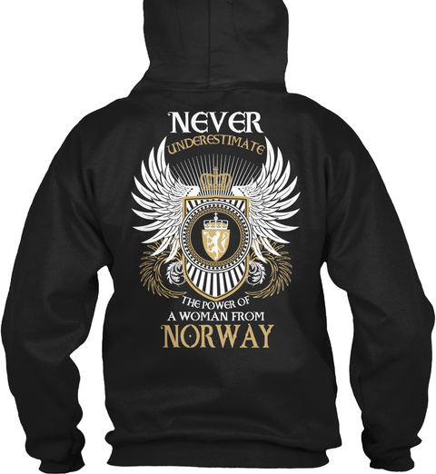 Woman From Norway Black T-Shirt Back