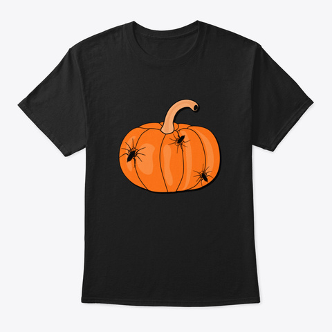 Pumpkin With Spiders, Halloween, Scary M Black T-Shirt Front