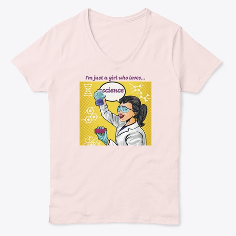 Vintage Girl Who Loves Science Pale Pink  T-Shirt Front