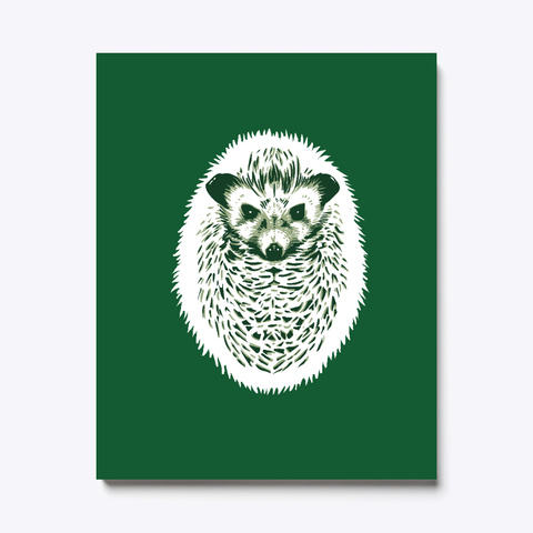 Hedgehog Canvas Print Dark Green T-Shirt Front