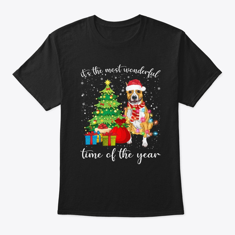 Staffordshire With Christmas Tree Tshirt Black T-Shirt Front