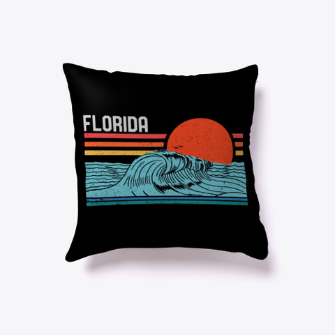 Vintage Florida Beach Surf Retro Sunset Black T-Shirt Front