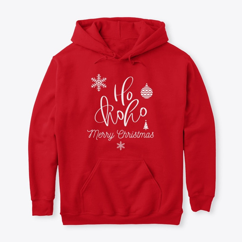 Ho Ho Ho Merry Christmas Ornament Snow Red T-Shirt Front