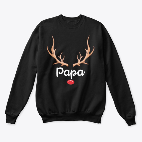 Papa Deer Lights Christmas Black T-Shirt Front