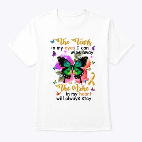 The Ache My Heart Childhood Cancer Aware White T-Shirt Front