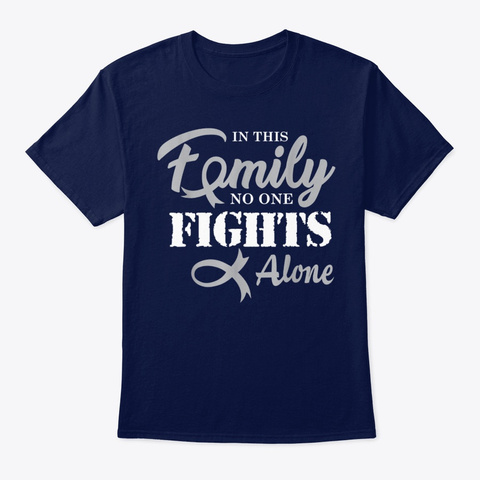 Brain Cancer Awareness Fight Cancer Navy T-Shirt Front