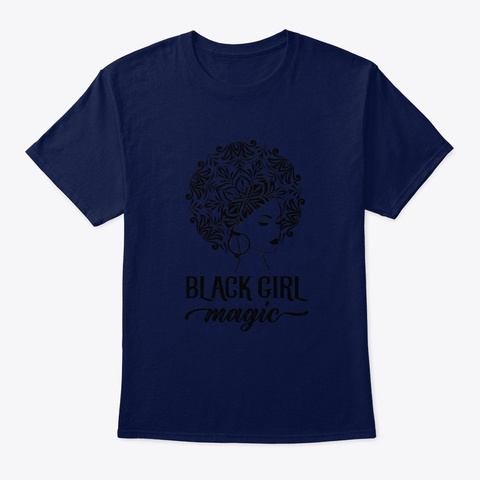 Zen Afro Yoga Mandala Black Girl Magic Navy T-Shirt Front