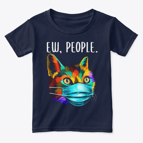 Cat Ew People Funny Colorful Cat Pop Art Navy  T-Shirt Front