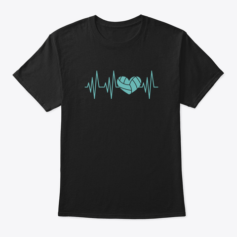 Volleyball Heartbeat Jbi5m Black T-Shirt Front