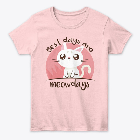 Cute Cat Cartoon Light Pink T-Shirt Front