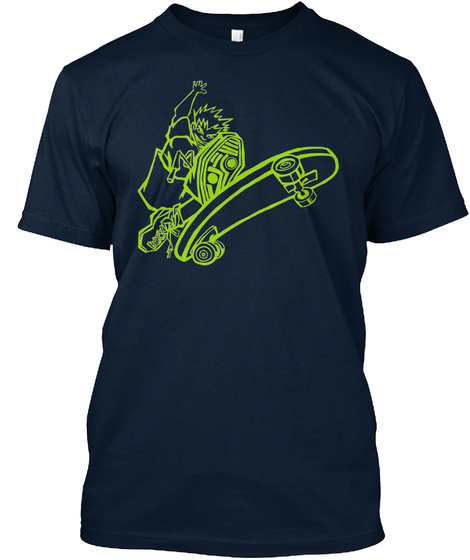 T Shirt Wild Skateboarder New Navy T-Shirt Front