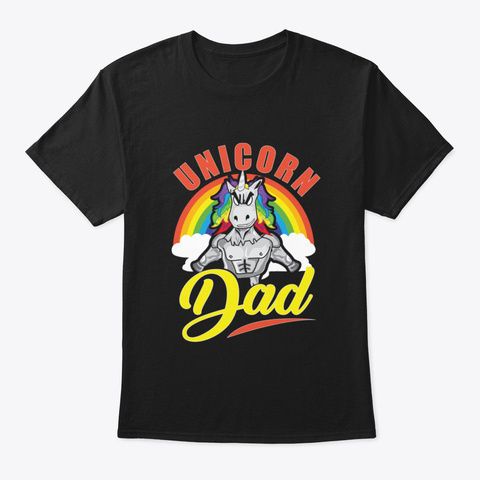 Awesome Unicorn Dad Cool Unicorn Dads Black T-Shirt Front