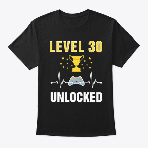 Level 30 Unlocked Funny Video Gamer 30th Black Kaos Front