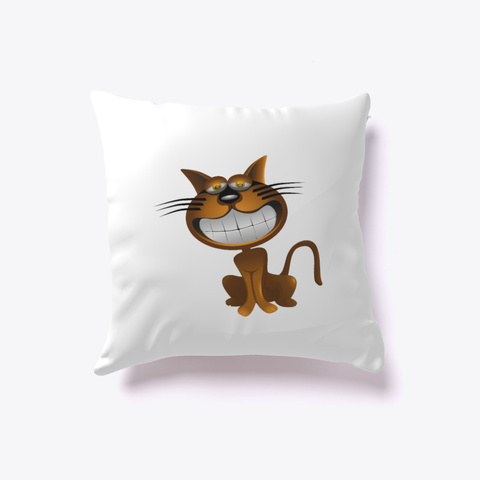 The Smiling Cat Pillow  Animal Pillow White T-Shirt Front