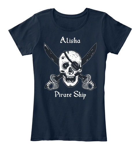 Alisha's Pirate Ship New Navy T-Shirt Front