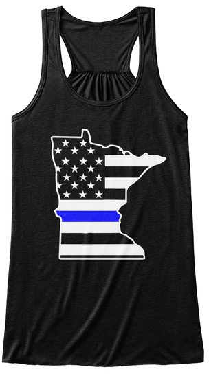 Minnesota Thin Blue Line Tank Tops Black T-Shirt Front