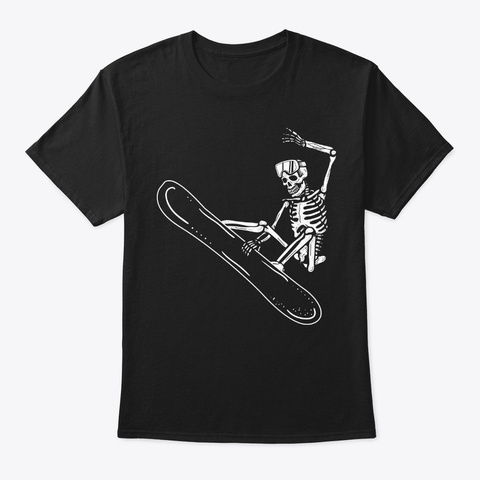 Snowboard Boarder Skeleton Winter Sport Black T-Shirt Front