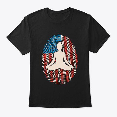 Yoga Us American Flag Gift I Yogi Zen Dn Black Camiseta Front