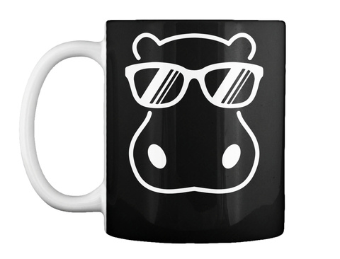 Mug   Cute Hippopotamus Wearing Sunglasses Graphic Black T-Shirt Front