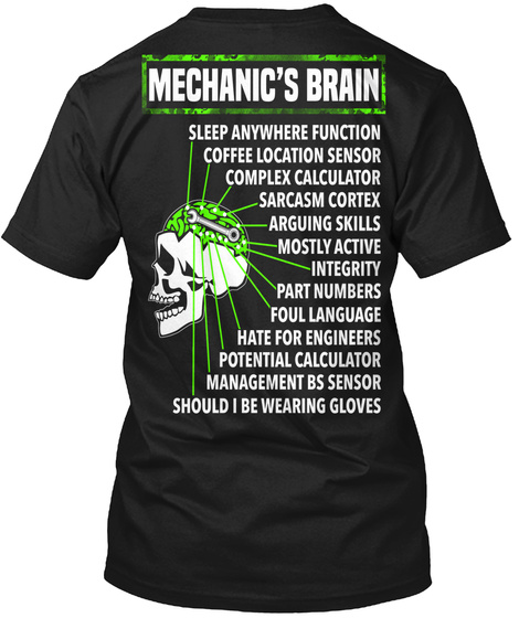 Mechanic's Brain   Limited Edition Black T-Shirt Back