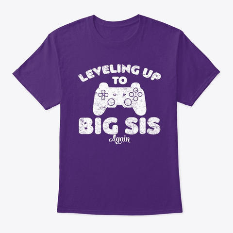 Leveling Up To Big Sis Again Gaming Purple T-Shirt Front