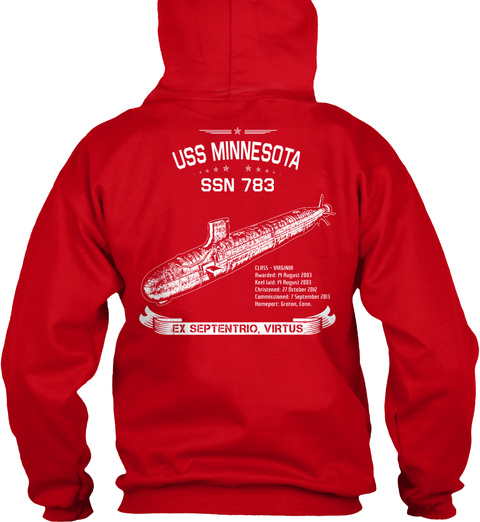 Uss Minnesota Ssn 78o3 Ex Septentrio, Virtus Red T-Shirt Back
