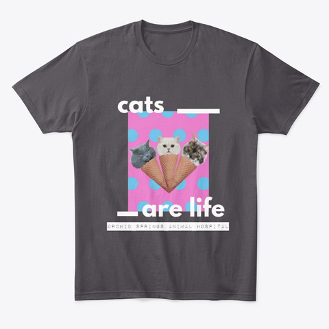 Cats Are Life Heathered Charcoal  T-Shirt Front