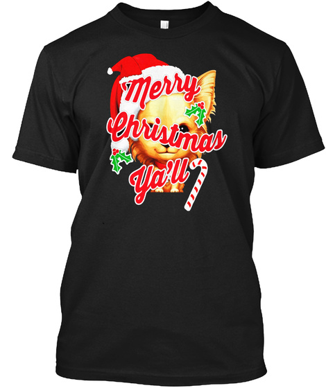 Cream Long Coat Chihuahua In Santa Hat Christmas T-shirt