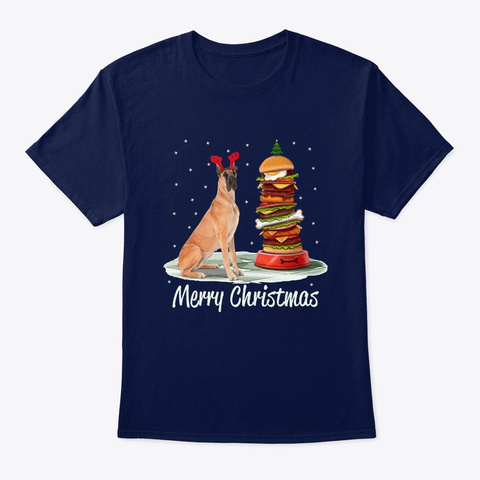 Merry Christmas Great Dane T Shirt Navy Camiseta Front