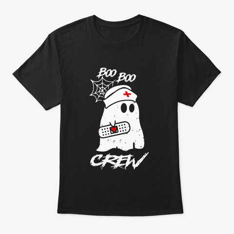 Boo Boo Crew Nurse Ghost Funny Halloween Black T-Shirt Front