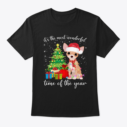 Chihuahua With Merry Christmas Tshirt Black Kaos Front