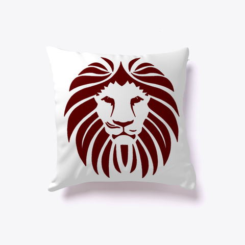 Red Lion Art Illustration Pillow White Camiseta Back
