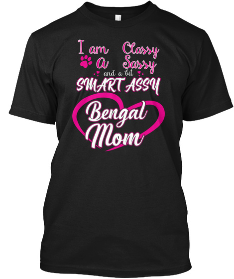 Smart Assy Bengal Mom Black T-Shirt Front