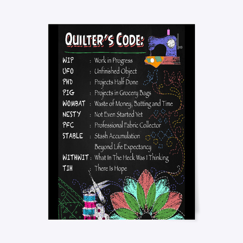 Quilter's Code Poster Black T-Shirt Front