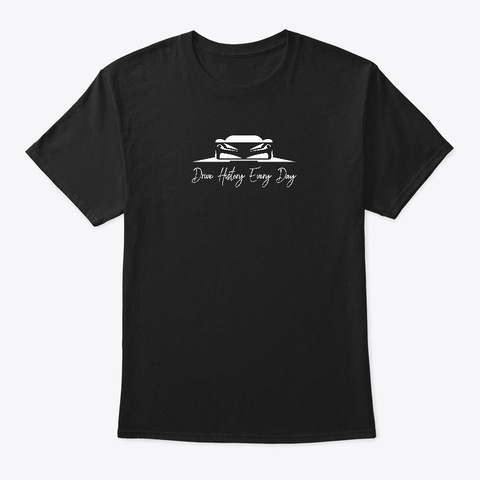 Drive History Sports Car Black T-Shirt Front