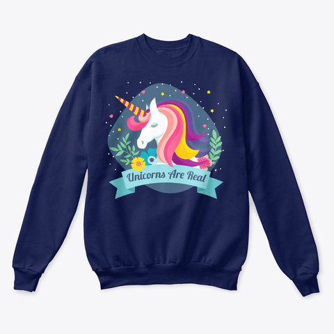 Unicorns Are Real Navy  Camiseta Front
