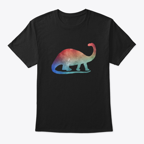 Brontosaurus Dinosaur Black T-Shirt Front