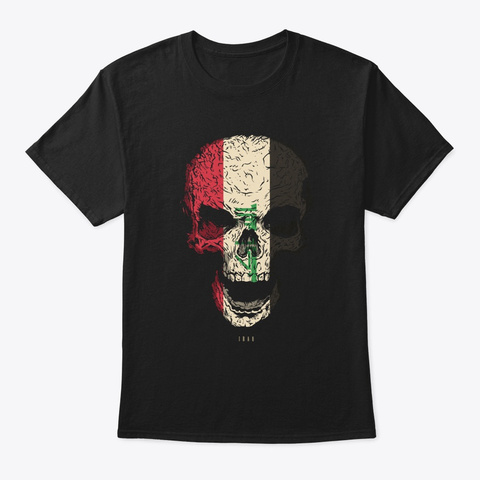 Skull Iraq Flag Skeleton Black T-Shirt Front
