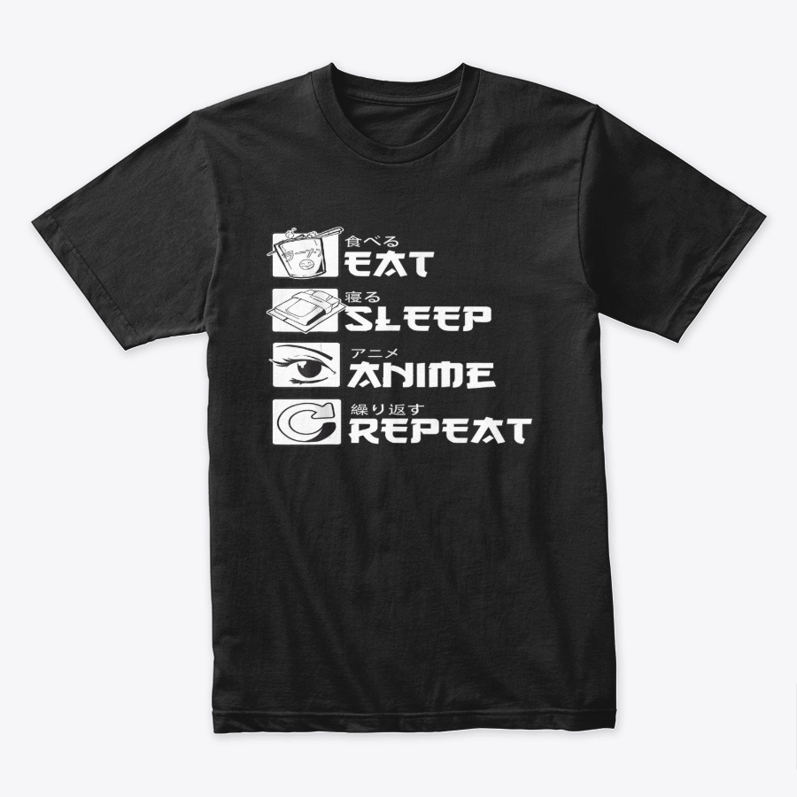 Eat Sleep Anime Repeat Funny Japanese Unisex Tshirt
