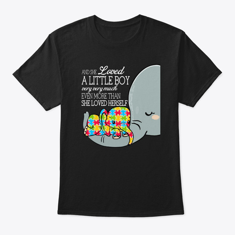 Autism Elephan Puzzle Awareness Gift Black T-Shirt Front