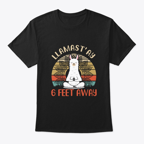 Yoga Meditating Llamastay Llama Social Black T-Shirt Front