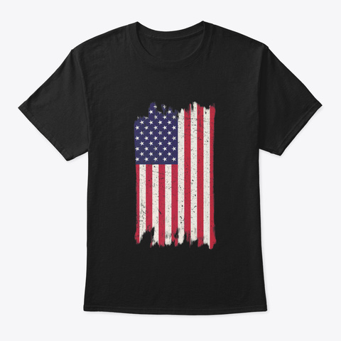 Merica Usa Distressed American Flag Cool Black Camiseta Front