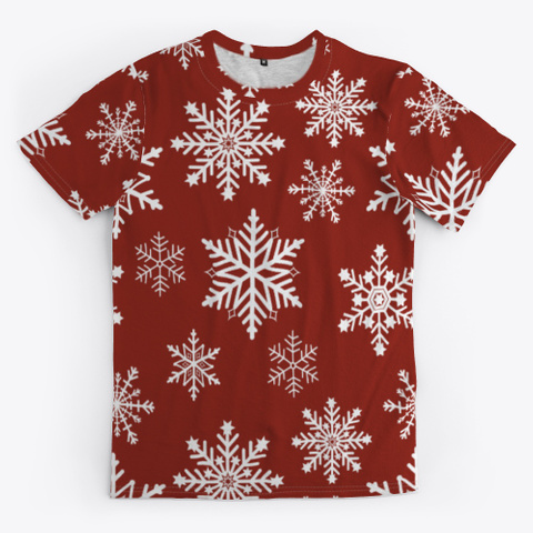 Christmas Holidays Snowflakes  Dark Red T-Shirt Front