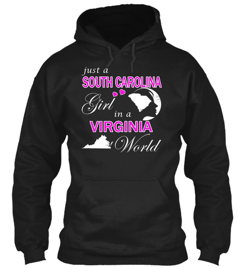 South Carolina Girl   Virginia World Black T-Shirt Front