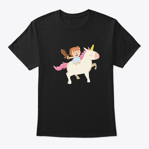 Cute Unicorn With Girl Black T-Shirt Front