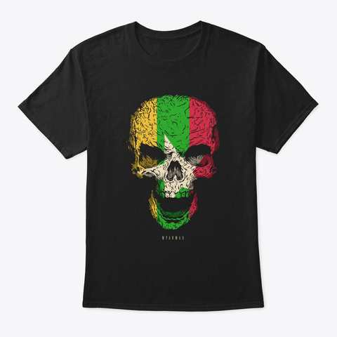 Skull Myanmar Flag Skeleton Black áo T-Shirt Front