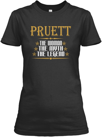 Pruett The Woman The Myth The Legend Black T-Shirt Front