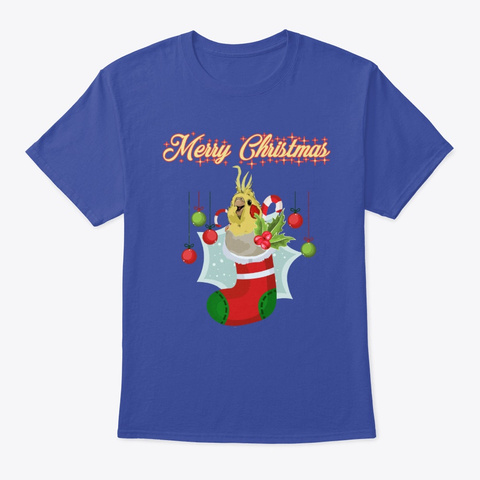 Christmas Cockatiel Parrot Birds Deep Royal T-Shirt Front